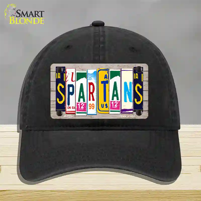 Spartans Wood License Plate Art Novelty License Plate Hat Unconstructed Cotton / Black