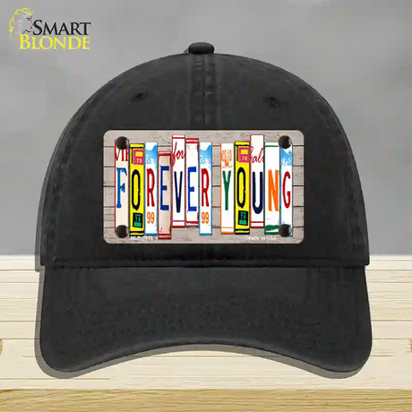 Forever Young Wood License Plate Art Novelty License Plate Hat Unconstructed Cotton / Black