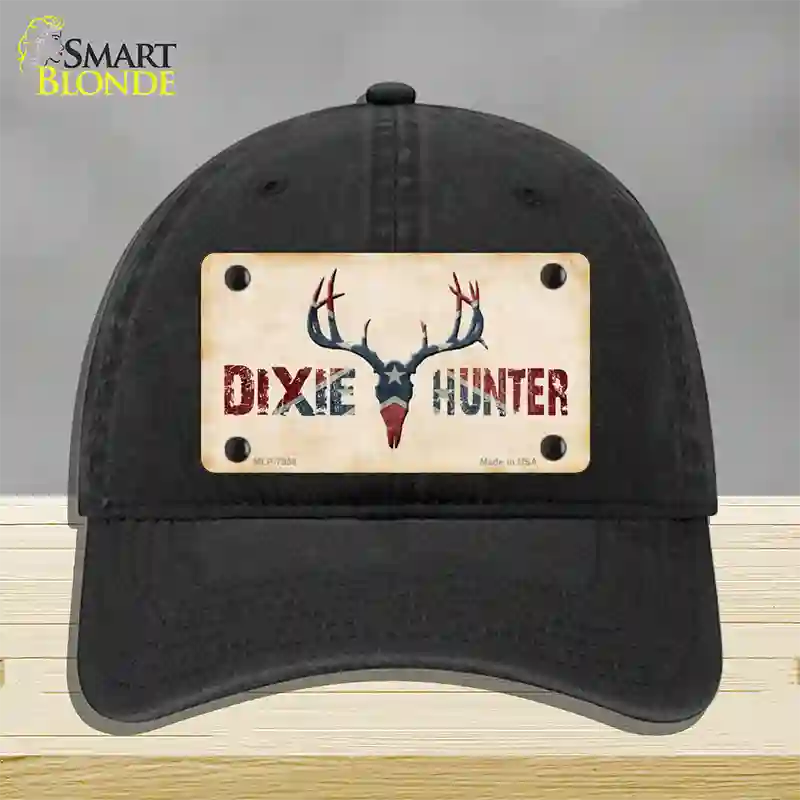 Dixie Hunter Novelty License Plate Hat Unconstructed Cotton / Black