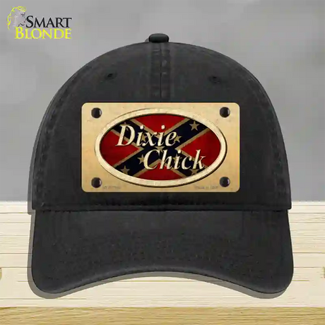 Dixie Chick Confederate Novelty License Plate Hat Unconstructed Cotton / Black