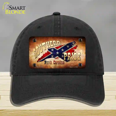 Southern Pride North Carolina Novelty License Plate Hat Unconstructed Cotton / Black