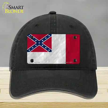 Third Confederate Flag Novelty License Plate Hat Unconstructed Cotton / Black