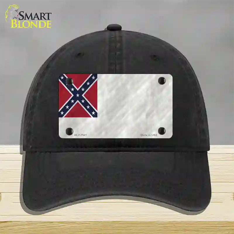 Second Confederate Flag Novelty License Plate Hat Unconstructed Cotton / Black