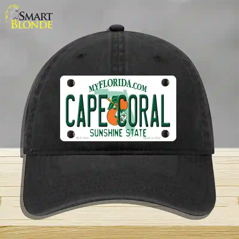 Cape Coral Florida Novelty License Plate Hat Unconstructed Cotton / Black