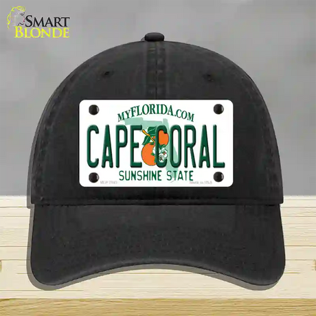 Cape Coral Florida Novelty License Plate Hat Unconstructed Cotton / Black