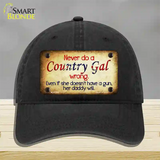 Country Gal Wrong Novelty License Plate Hat Unconstructed Cotton / Black