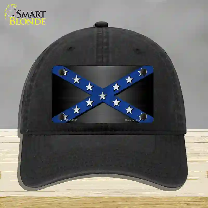 Confederate Stripes Blue Novelty License Plate Hat Unconstructed Cotton / Black