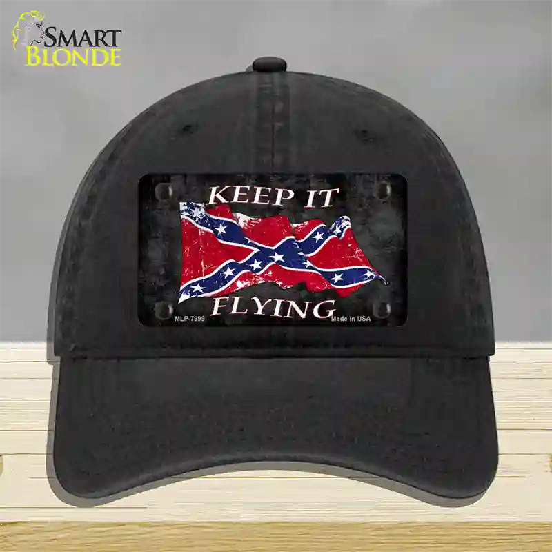 Confederate Keep It Flying Novelty License Plate Hat Unconstructed Cotton / Black