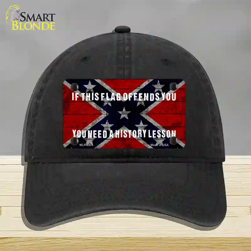 History Lesson Novelty License Plate Hat Unconstructed Cotton / Black