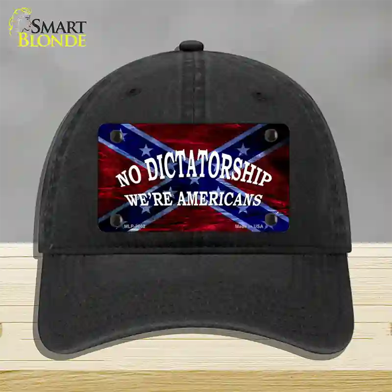 No Dictatorship Novelty License Plate Hat Unconstructed Cotton / Black