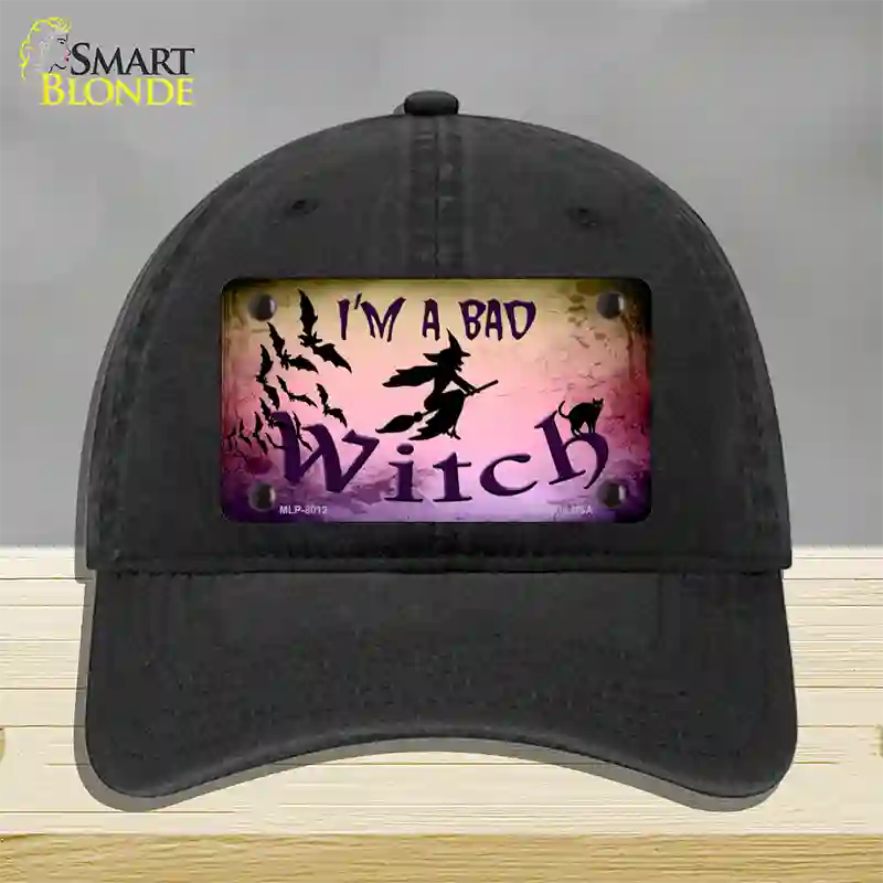 Im A Bad Witch Novelty License Plate Hat Unconstructed Cotton / Black