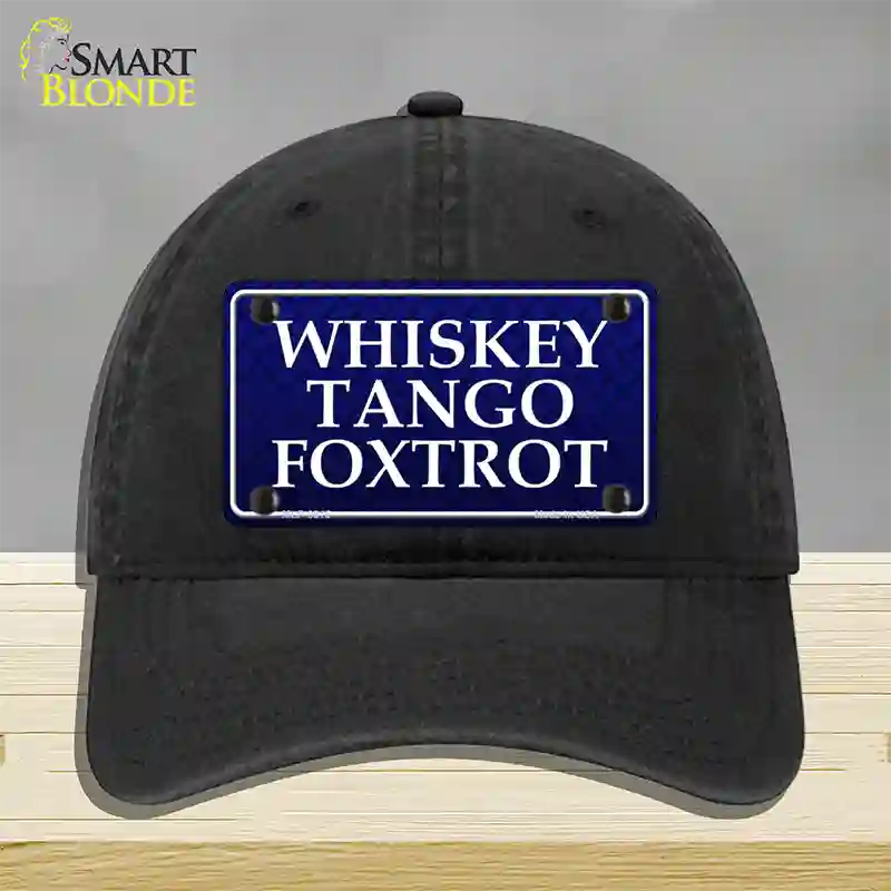 Whiskey Tango Foxtrot Novelty License Plate Hat Unconstructed Cotton / Black