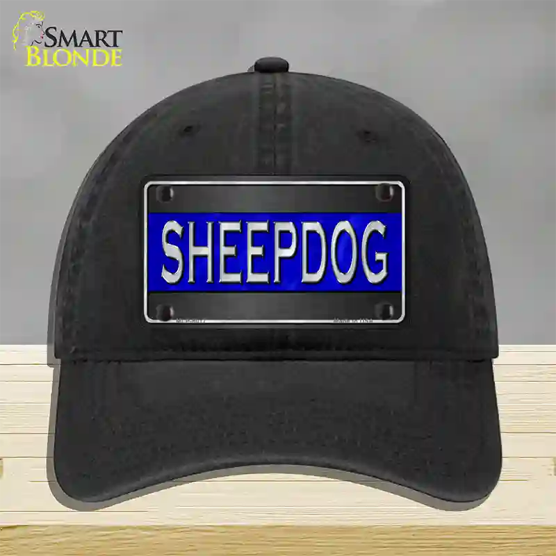 Sheepdog Thin Blue Line Novelty License Plate Hat Unconstructed Cotton / Black