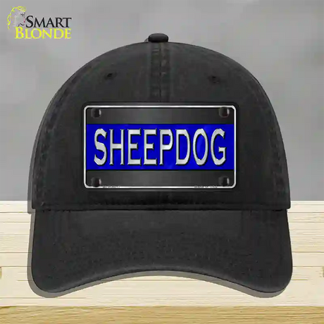 Sheepdog Thin Blue Line Novelty License Plate Hat Unconstructed Cotton / Black