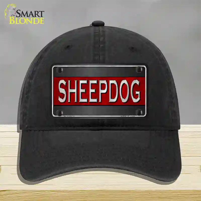 Sheepdog Thin Red Line Novelty License Plate Hat Unconstructed Cotton / Black