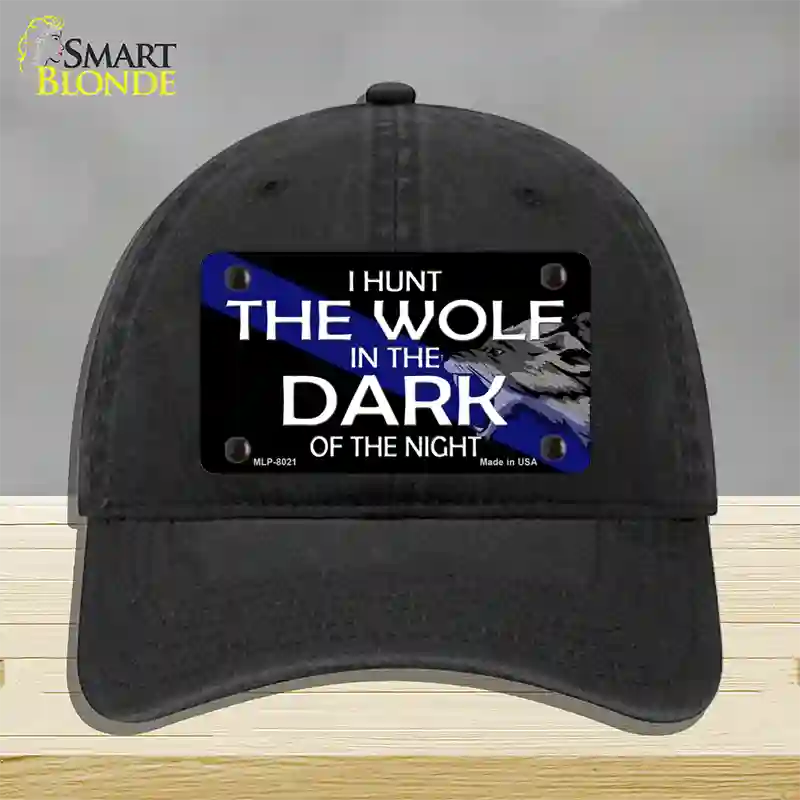 Hunt The Wolf Novelty License Plate Hat Unconstructed Cotton / Black