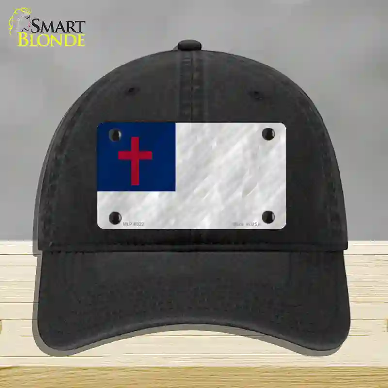 Christian Flag Novelty License Plate Hat Unconstructed Cotton / Black