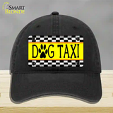 Dog Taxi Novelty License Plate Hat Unconstructed Cotton / Black