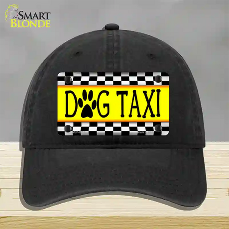 Dog Taxi Novelty License Plate Hat Unconstructed Cotton / Black