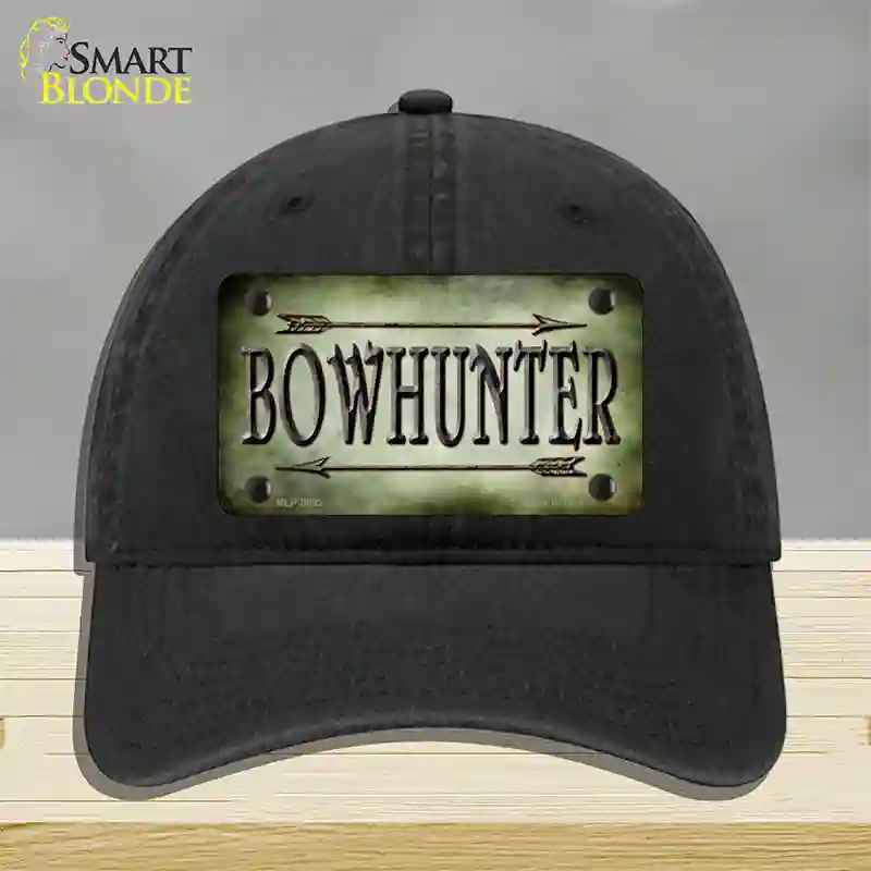 Bowhunter Novelty License Plate Hat Unconstructed Cotton / Black