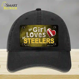 This Girl Loves Her Steelers Novelty License Plate Hat Unconstructed Cotton / Black