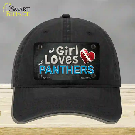 This Girl Loves Her Panthers Novelty License Plate Hat Unconstructed Cotton / Black