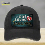 This Girl Loves Her Jaguars Novelty License Plate Hat Unconstructed Cotton / Black