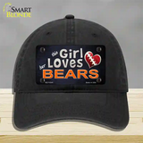 This Girl Loves Her Bears Novelty License Plate Hat Unconstructed Cotton / Black