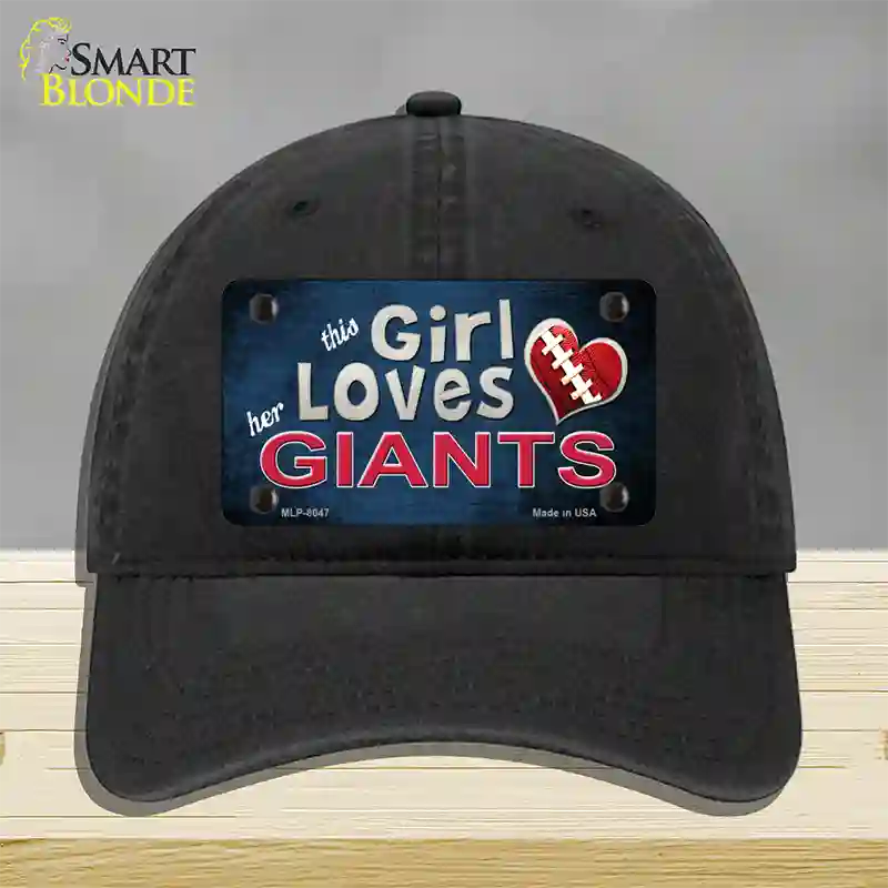 This Girl Loves Her Giants Novelty License Plate Hat Unconstructed Cotton / Black