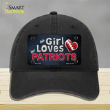 This Girl Loves Her Patriots Novelty License Plate Hat Unconstructed Cotton / Black