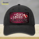 This Girl Loves Her Falcons Novelty License Plate Hat Unconstructed Cotton / Black