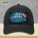 This Girl Loves Her Lions Novelty License Plate Hat Unconstructed Cotton / Black