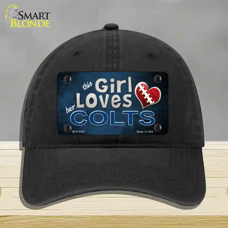 This Girl Loves Her Colts Novelty License Plate Hat Unconstructed Cotton / Black