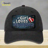 This Girl Loves Her Seahawks Novelty License Plate Hat Unconstructed Cotton / Black