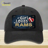 This Girl Loves Her Rams Novelty License Plate Hat Unconstructed Cotton / Black