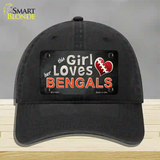 This Girl Loves Her Bengals Novelty License Plate Hat Unconstructed Cotton / Black