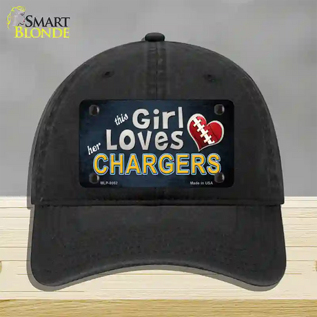 This Girl Loves Her Chargers Novelty License Plate Hat Unconstructed Cotton / Black