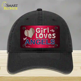 This Girl Loves Her Angels Novelty License Plate Hat Unconstructed Cotton / Black