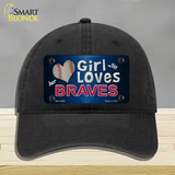 This Girl Loves Her Braves Novelty License Plate Hat Unconstructed Cotton / Black