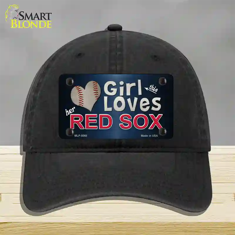 This Girl Loves Her Red Sox Novelty License Plate Hat Unconstructed Cotton / Black