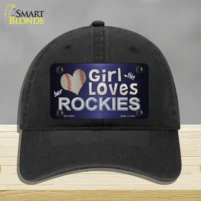 This Girl Loves Her Rockies Novelty License Plate Hat Unconstructed Cotton / Black