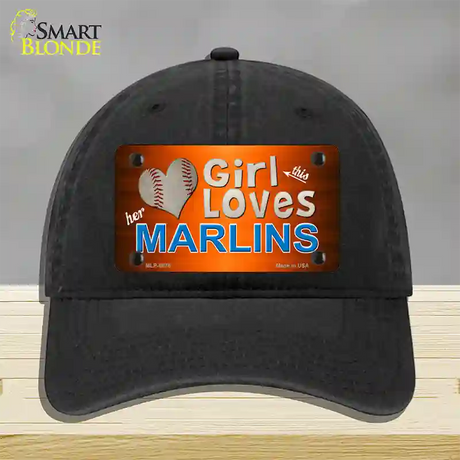 This Girl Loves Her Marlins Novelty License Plate Hat Unconstructed Cotton / Black