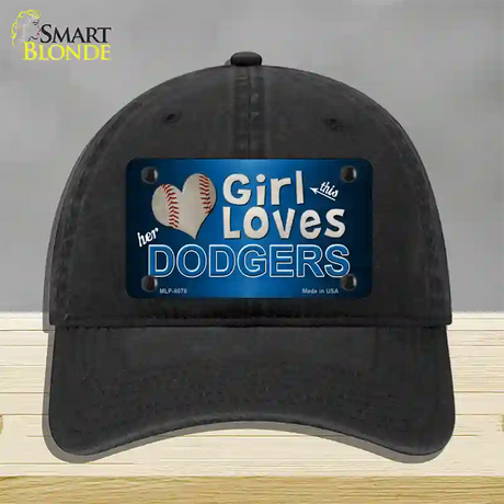 This Girl Loves Her Dodgers Novelty License Plate Hat Unconstructed Cotton / Black