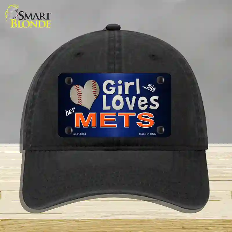 This Girl Loves Her Mets Novelty License Plate Hat Unconstructed Cotton / Black