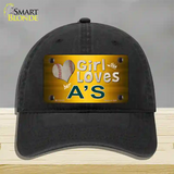 This Girl Loves Her Athletics Novelty License Plate Hat Unconstructed Cotton / Black