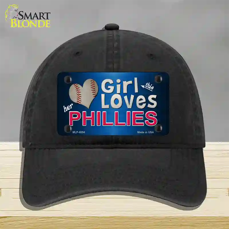 This Girl Loves Her Phillies Novelty License Plate Hat Unconstructed Cotton / Black