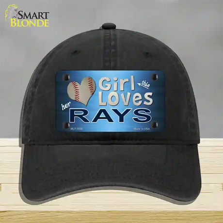 This Girl Loves Her Rays Novelty License Plate Hat Unconstructed Cotton / Black