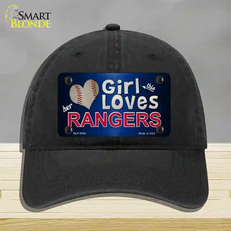 This Girl Loves Her Rangers Novelty License Plate Hat Unconstructed Cotton / Black