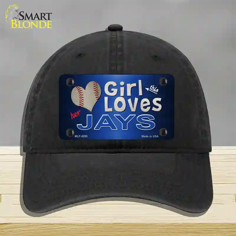 This Girl Loves Her Jays Novelty License Plate Hat Unconstructed Cotton / Black