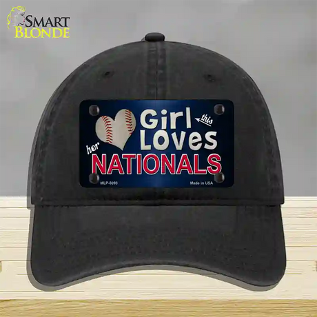 This Girl Loves Her Nationals Novelty License Plate Hat Unconstructed Cotton / Black